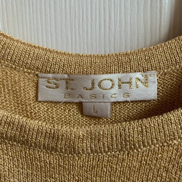 ST JOHN Basics Gold Sleeveless Top Sz Large - Picture 4 of 7